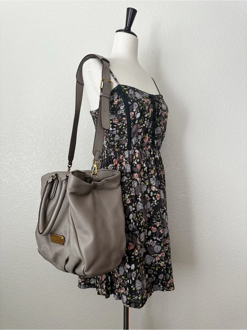 Marc Jacobs Taupe Leather Satchel with Removable Strap